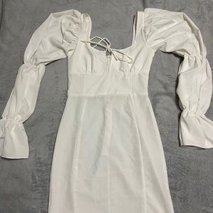White dress, revamped skirt and dress, fashion nova top, plt dress, coat